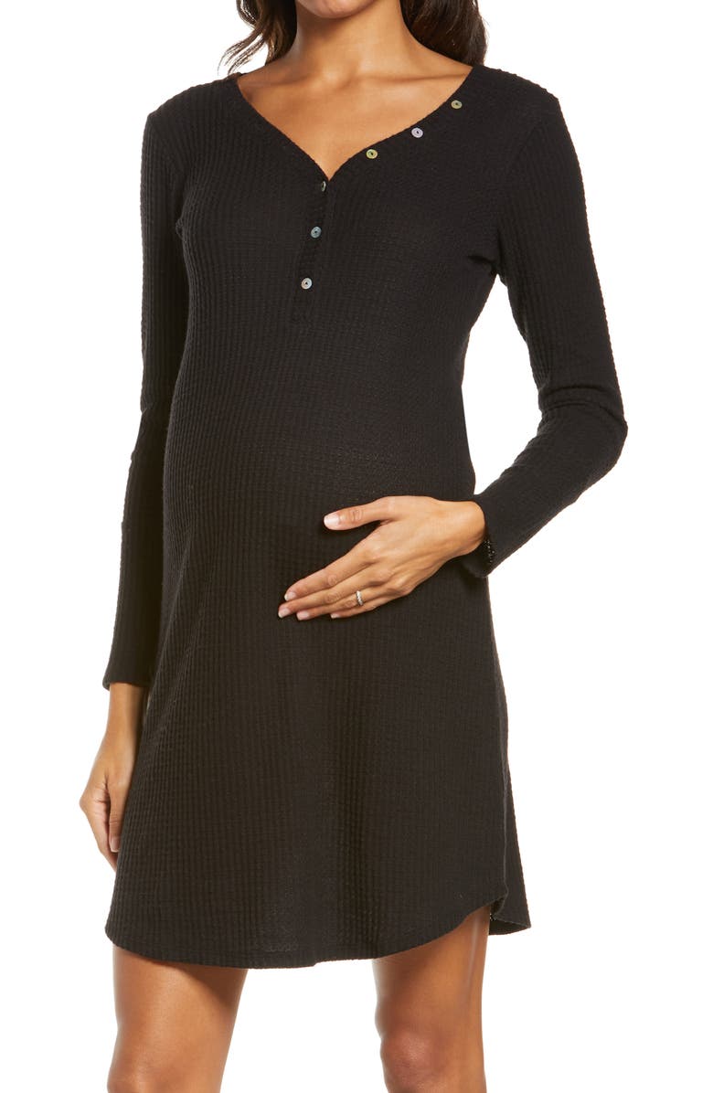 Belabumbum Henley Maternity/Nursing Sleep Shirt, Main, color, 