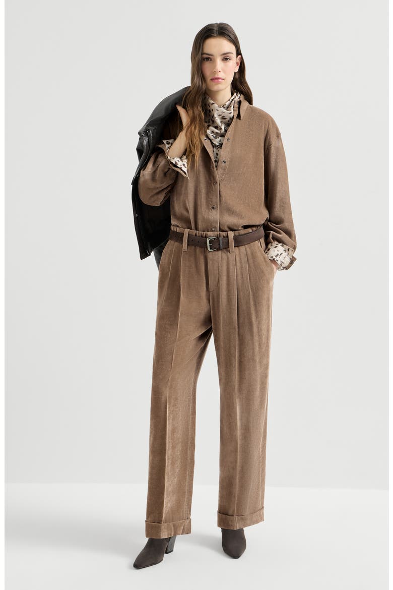 Fluid corduroy trousers, Alternate, color, Espresso