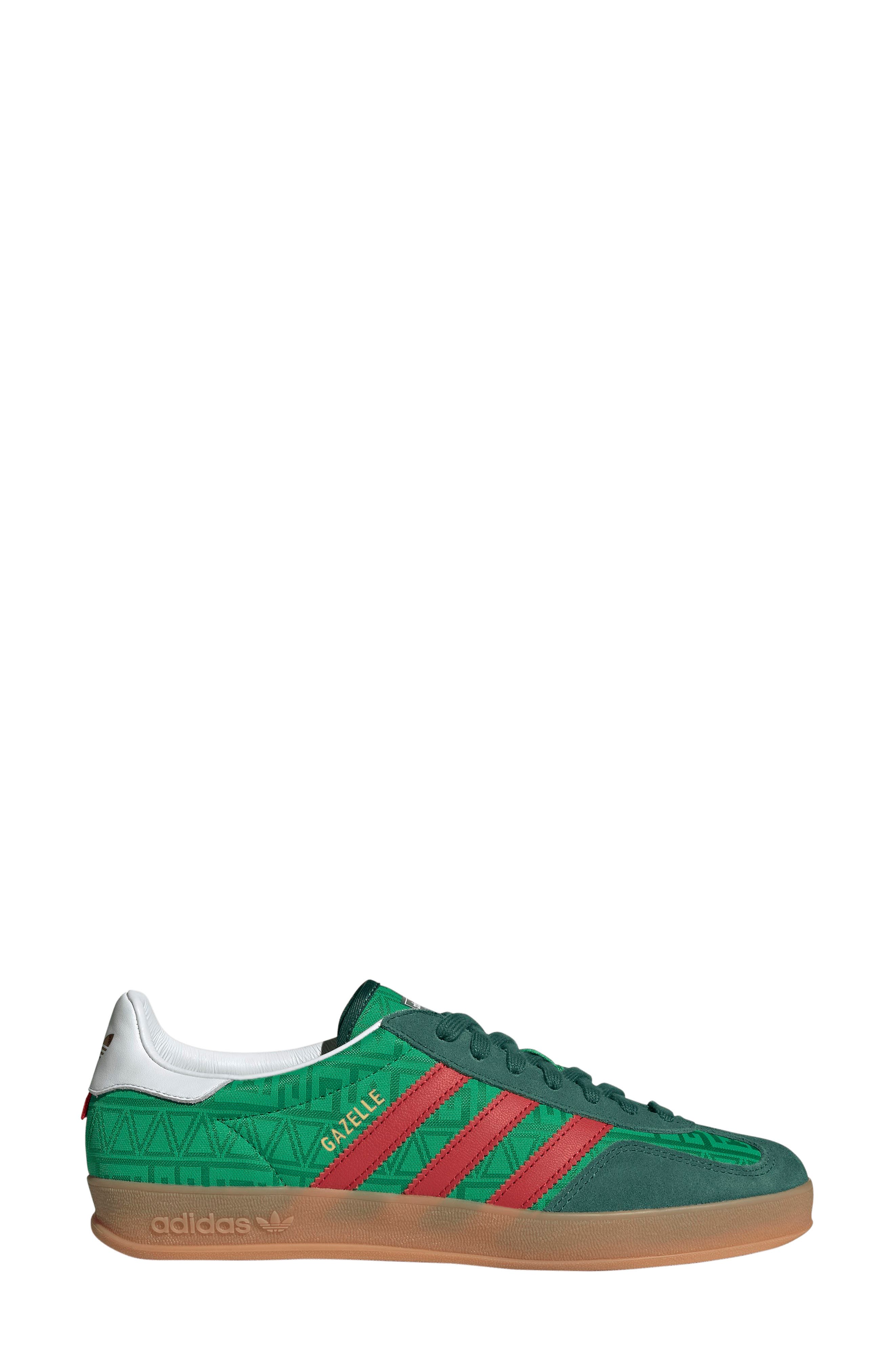 adidas Gazelle Indoor Sneaker, Alternate, color, Green/ Better Scarlet/ Green
