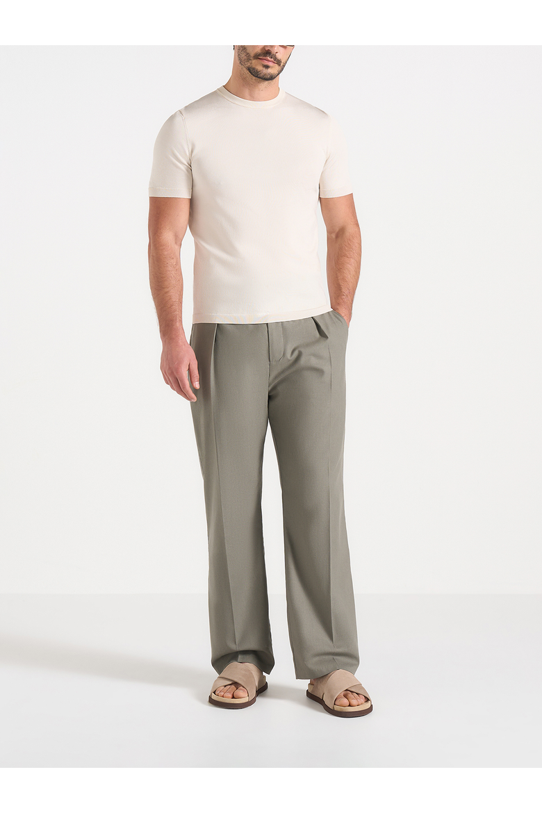 Dorian Twill Pleated Linen Trousers, Alternate, color, Khaki