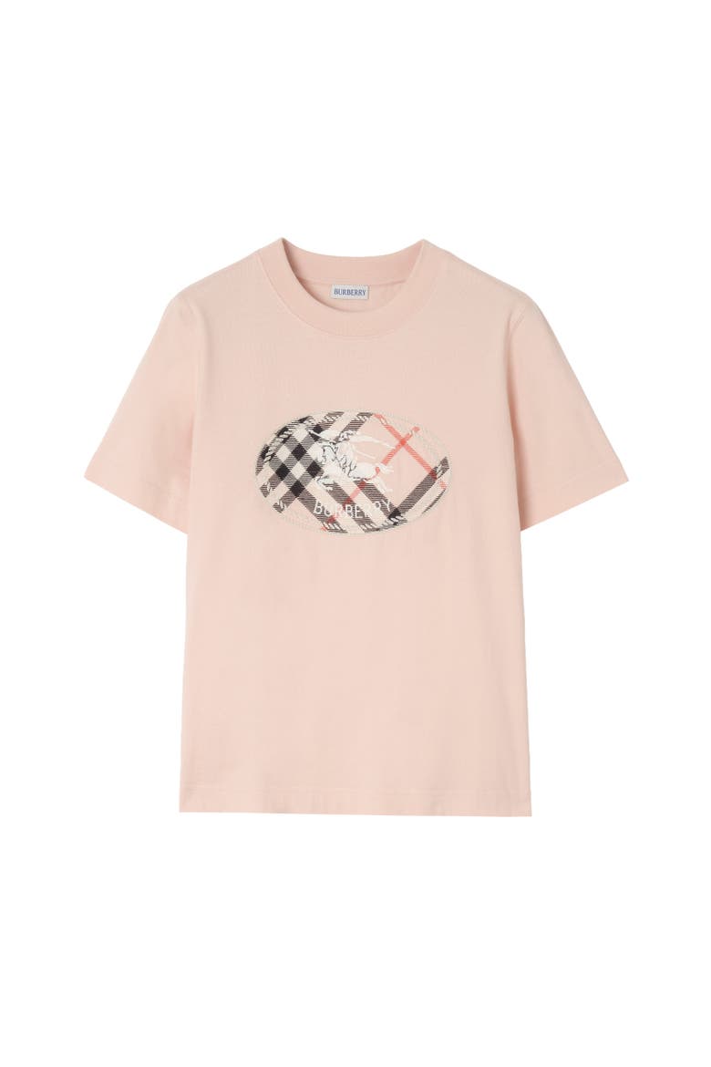 Check Knight Stamp Cotton T-shirt, Alternate, color, Compact pink