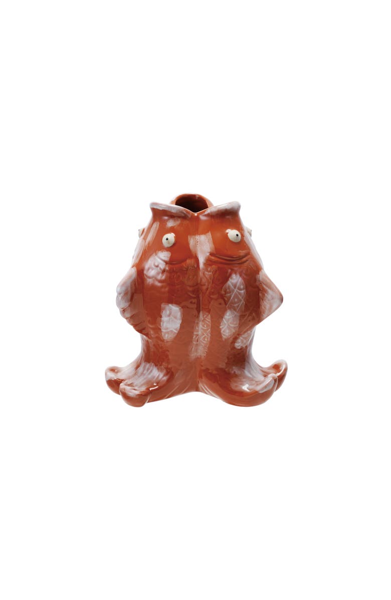 Storied Home Fish Vase, Main, color, Orange