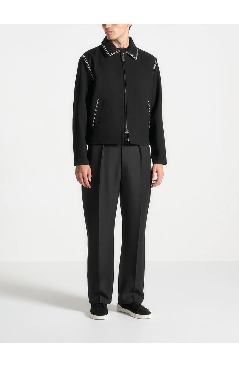 Manière De Voir Alex Whipstitch Twill Boxy Jacket, Main, color, Black