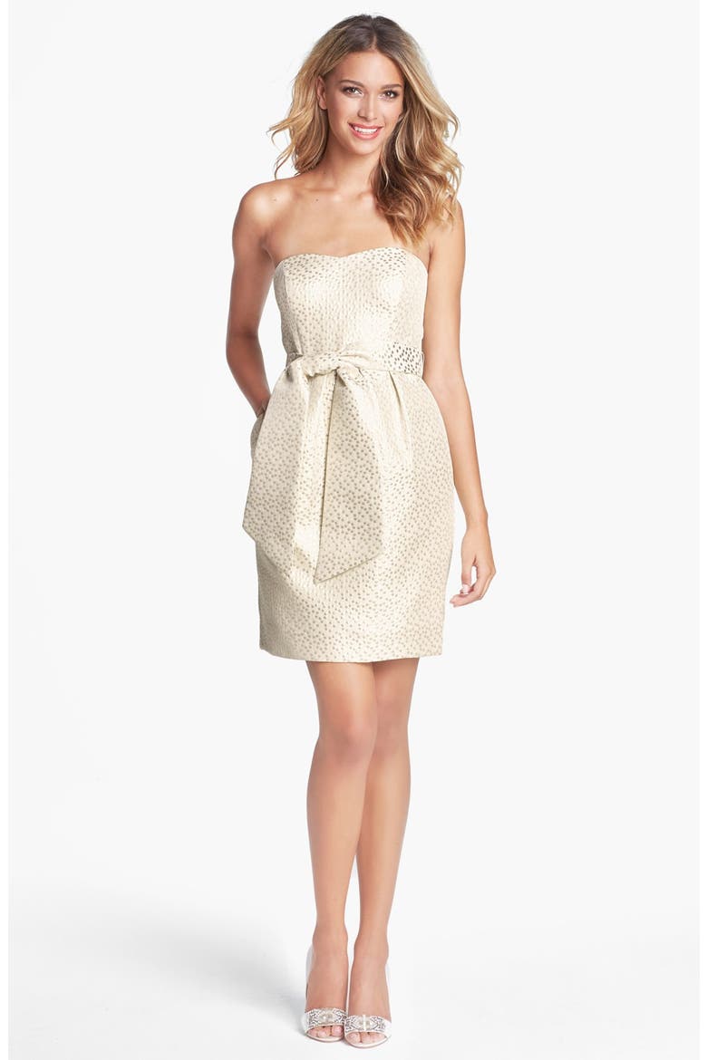 Metallic Jacquard Sheath Dress, Main, color, GOLD DOT