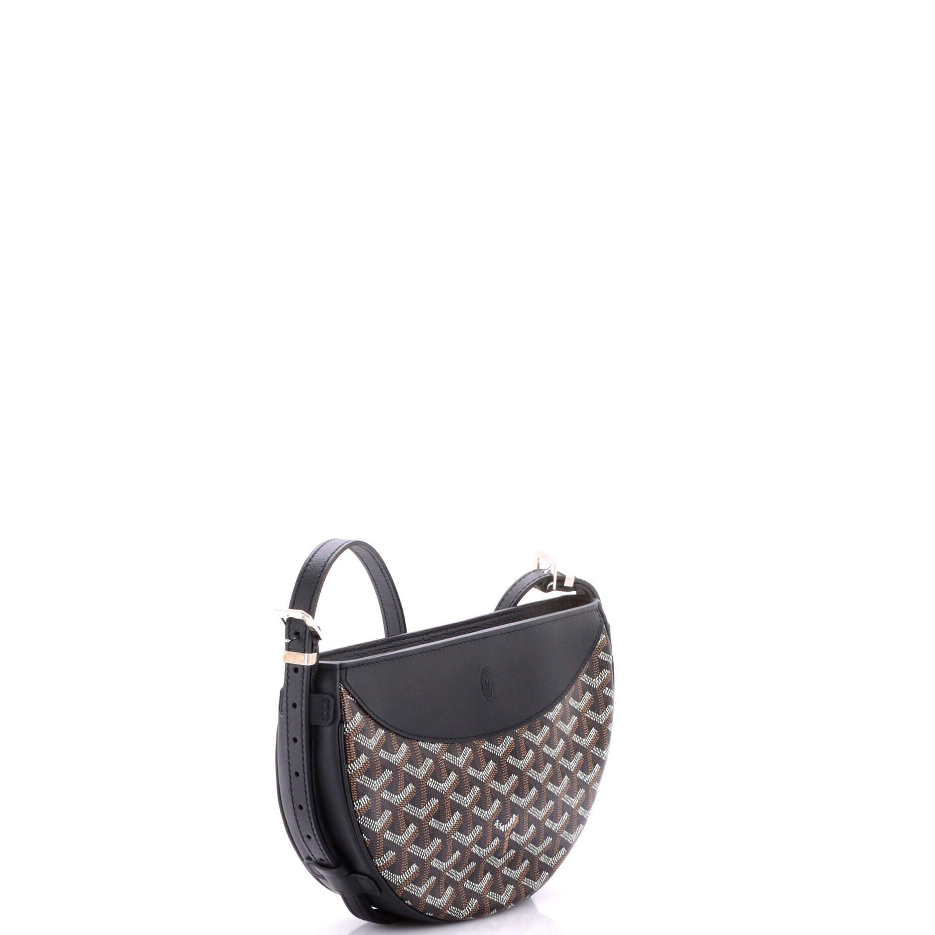 Hirondelle Shoulder Bag Coated Canvas and Leather, Alternate, color, Black