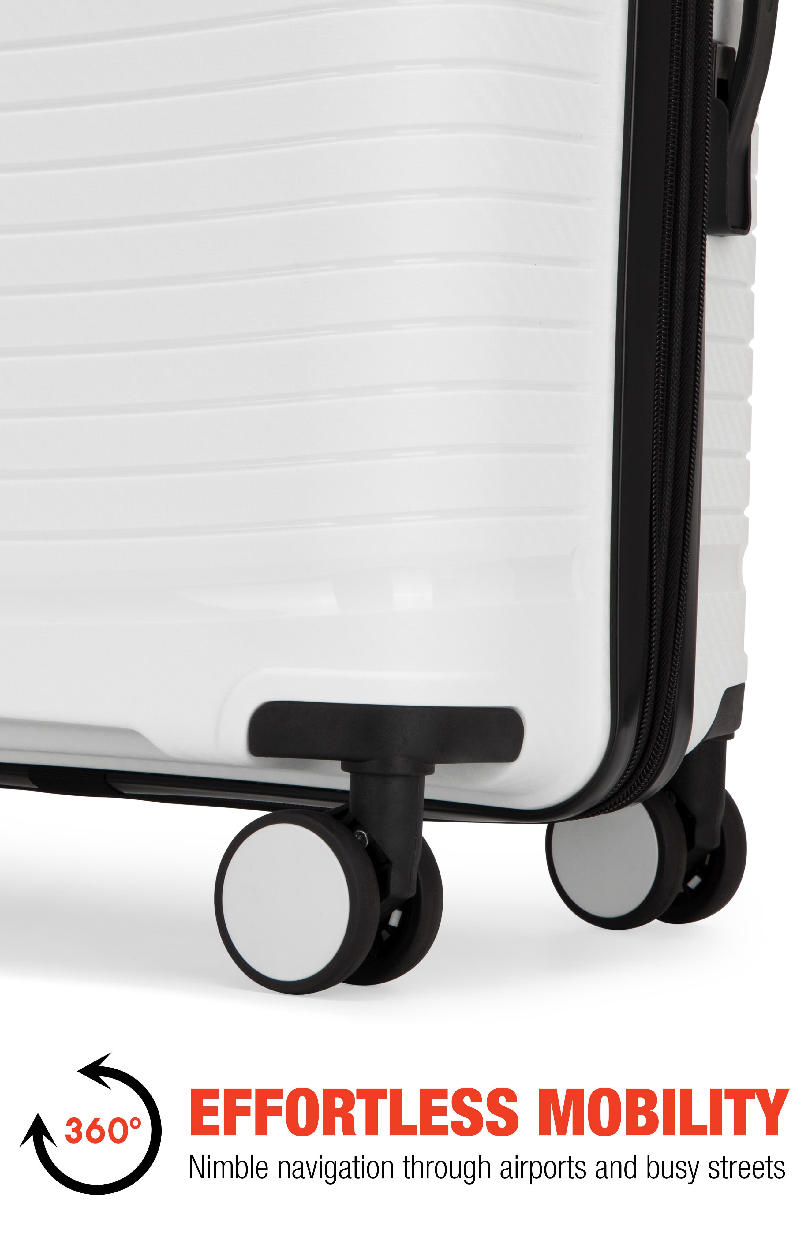 Bobcat Trencher 3 Piece Expandable Spinner Luggage Set with TSA Lock, Alternate, color, White