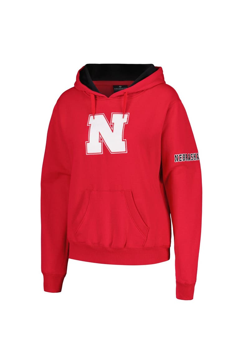 Women's Scarlet Nebraska Huskers Team Big Logo Pullover Hoodie, Alternate, color, Scarlet