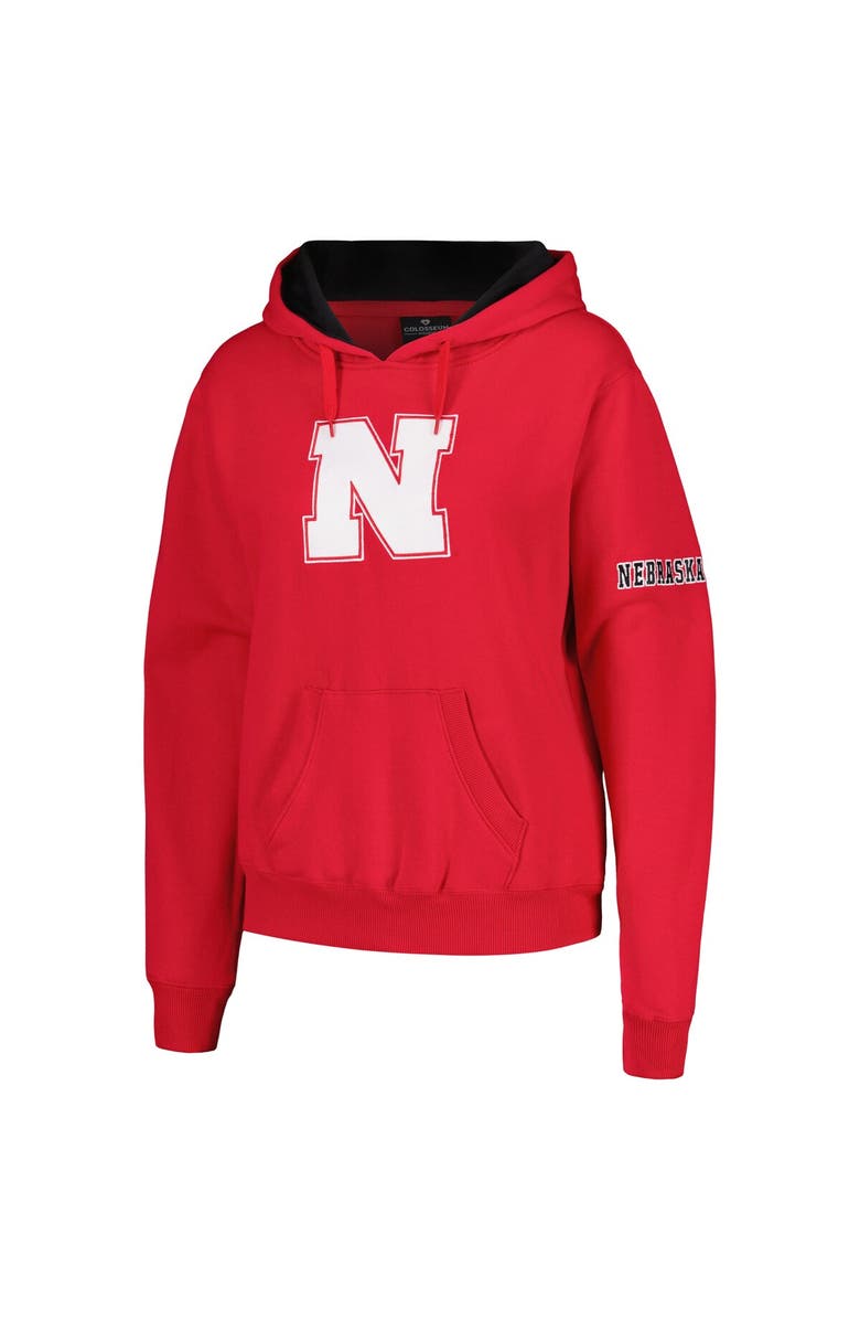 STADIUM ATHLETIC Women's Scarlet Nebraska Huskers Team Big Logo Pullover Hoodie, Alternate, color, Scarlet