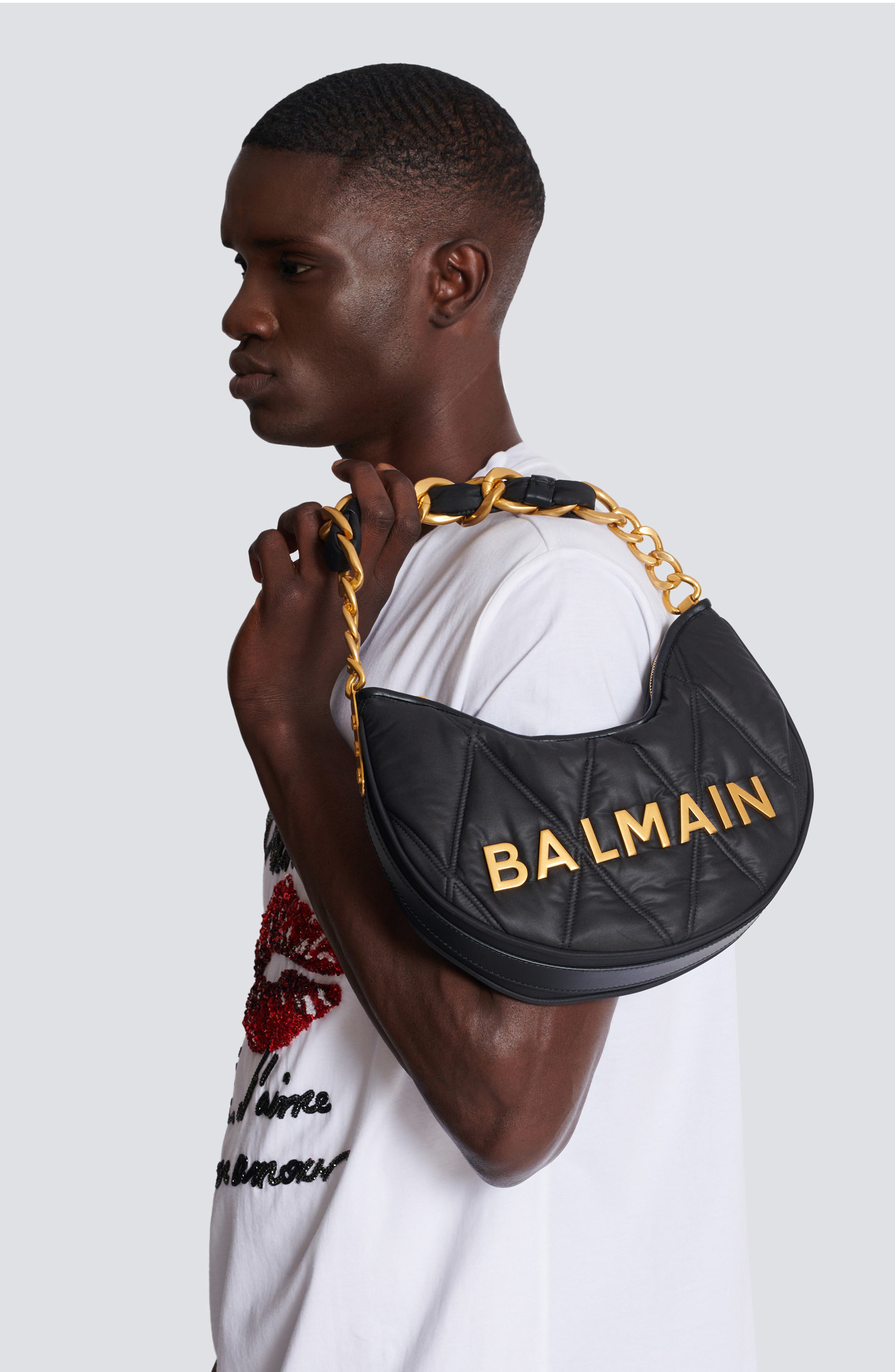 Balmain 1945 Soft Moon Quilted Top Handle Bag, Alternate, color, 