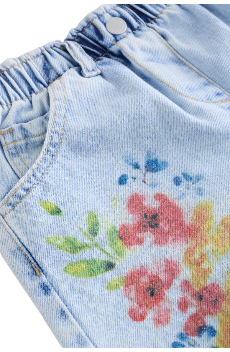 NEXT Kids' Floral Denim Shorts, Alternate, color, Blue