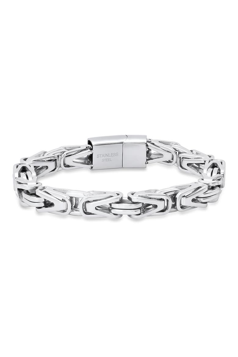 Men's Stainless Steel Byzantine Chain Bracelet, Main, color, SILVER