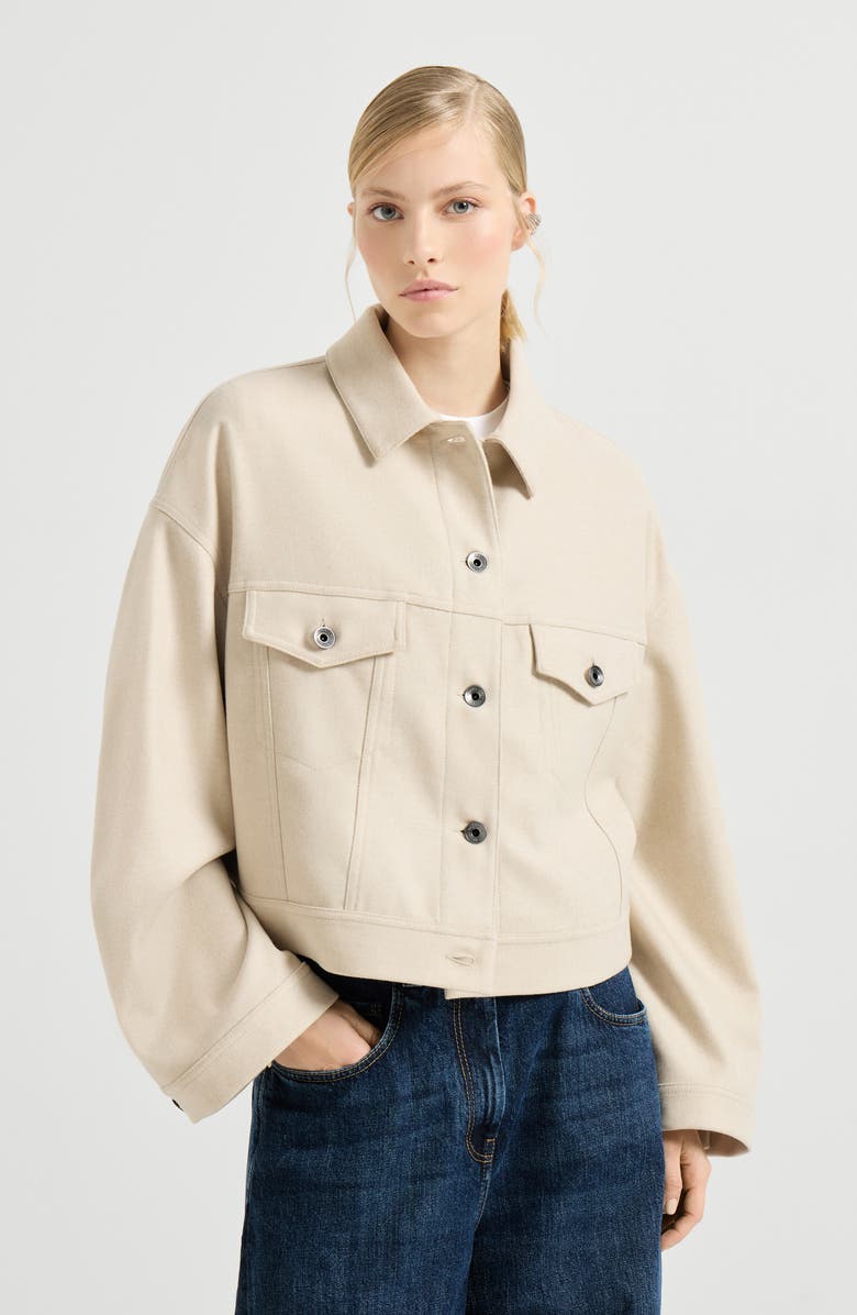 Brunello Cucinelli Lightweight cloth outerwear jacket, Main, color, Sand
