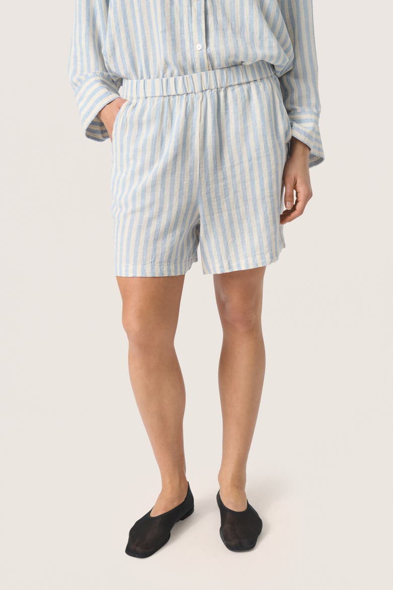 Belira Wide Leg Elastic Waist Shorts, Main, color, Skyway Stripes