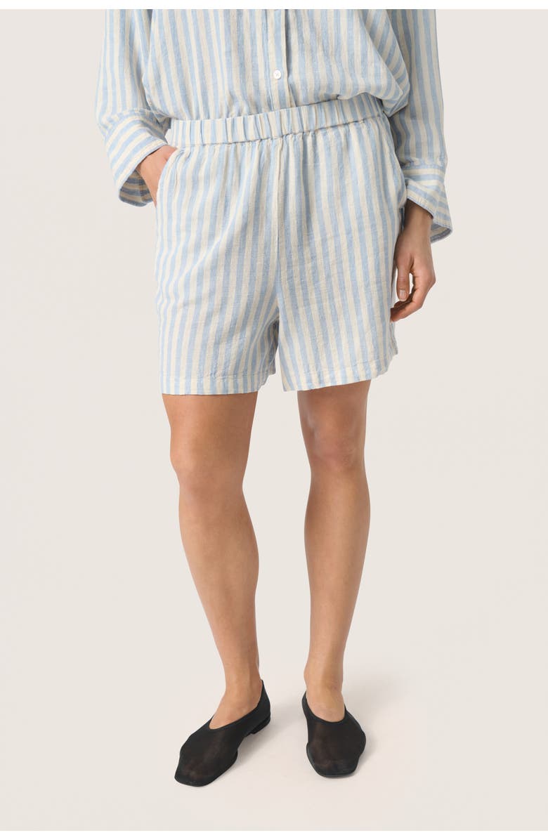 Soaked in Luxury Belira Wide Leg Elastic Waist Shorts, Main, color, Skyway Stripes