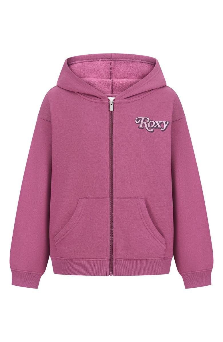 Roxy Kids' Wavy Daze Oversize Zip Hoodie, Main, color, Amaranth