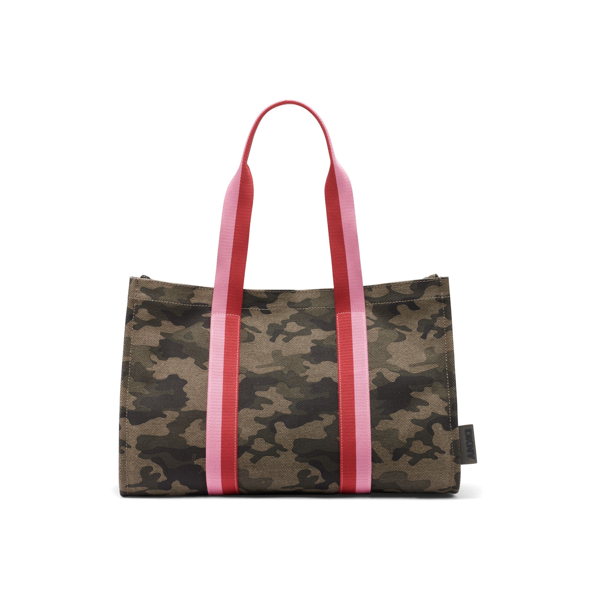 DKNY Nessa Tote, Main, color, Camo/Pink/Red