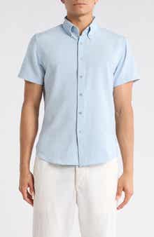 DENIM AND FLOWER Short Sleeve Button-Down Shirt