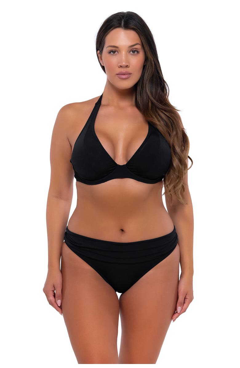 Sunsets Muse Halter Bikini Swimsuit Top - F Cup, Alternate, color, Black