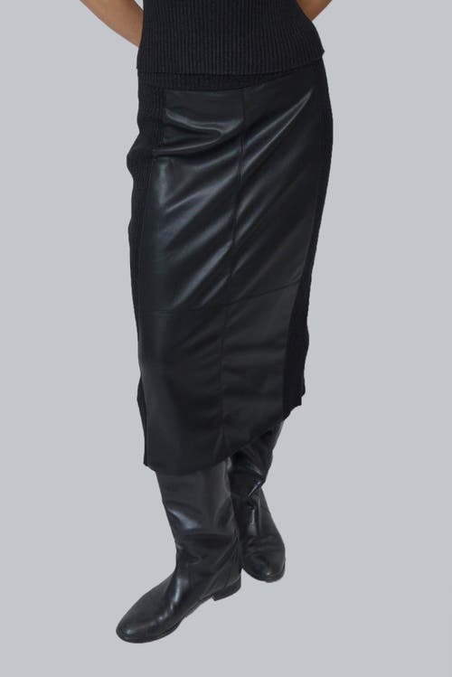 Central Park West Milan Faux Leather Combo Skirt In Black