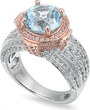 SUZY LEVIAN Two-Tone Semiprecious Stone & White Topaz Halo Ring