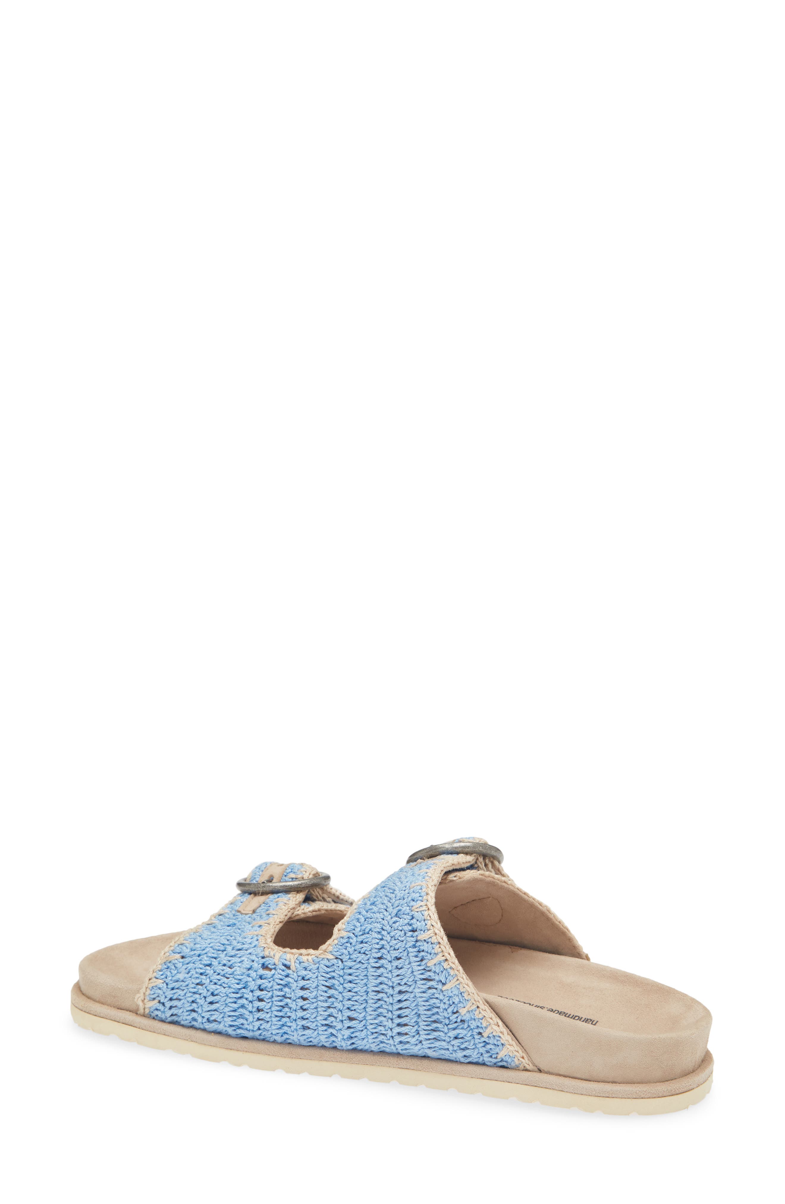 Clay Crochet Buckle Strap Slide Sandal, Alternate, color, SKY BLUE / NATURAL