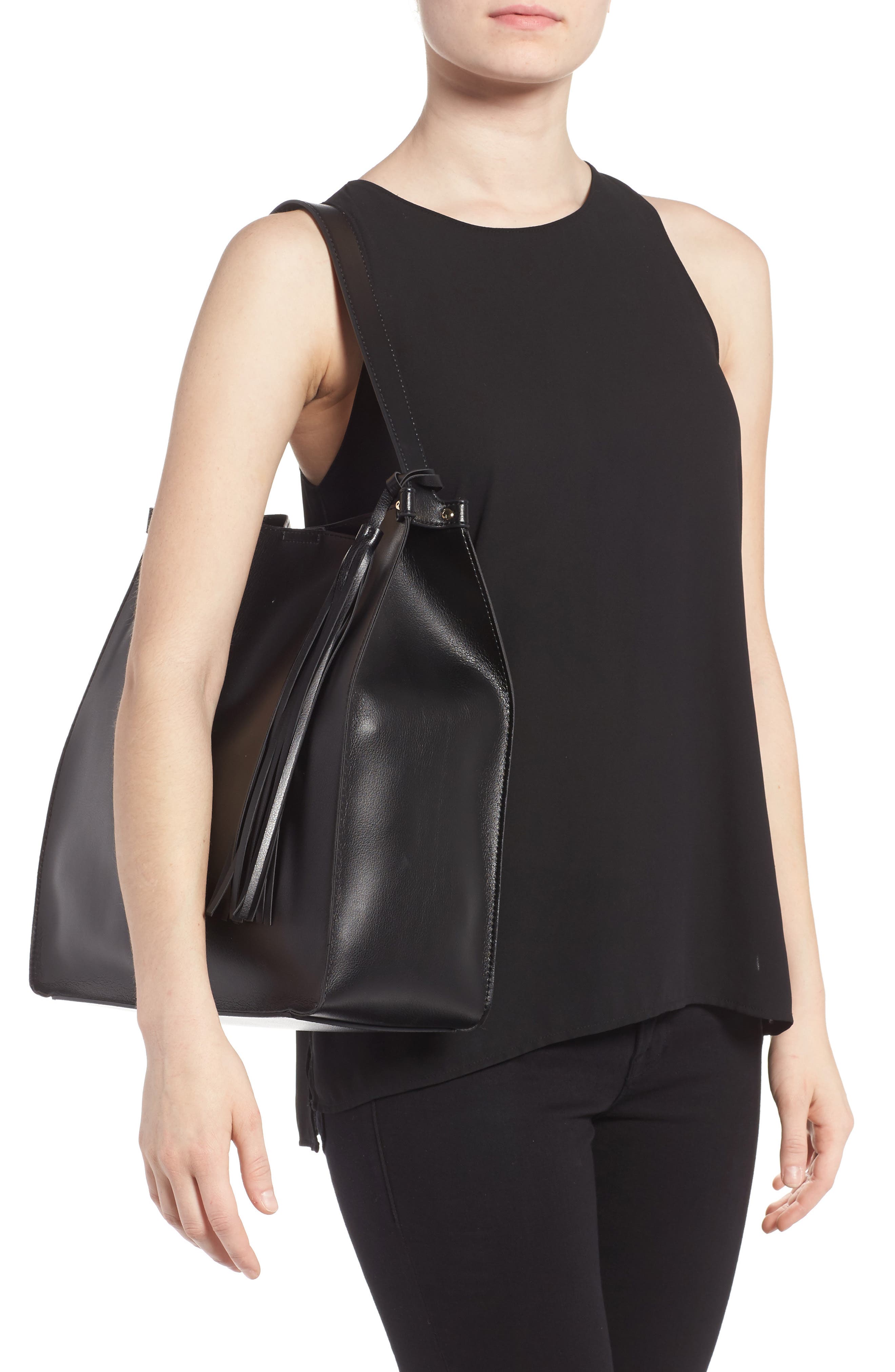 Sole Society Karlie Faux Leather Bucket Bag, Alternate, color, 