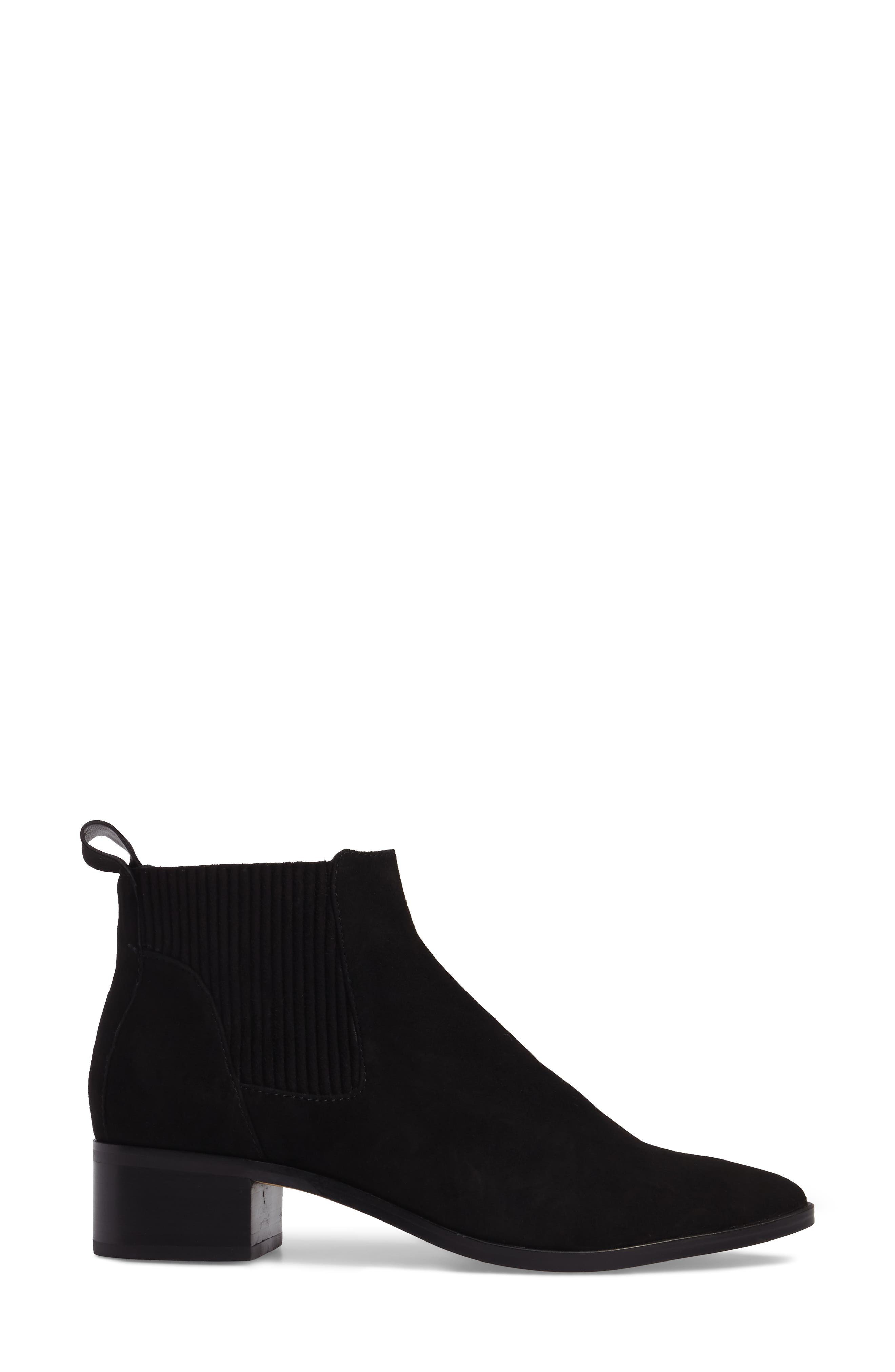 Dolce Vita Macie Pointy Toe Chelsea Bootie, Alternate, color, Onyx Suede