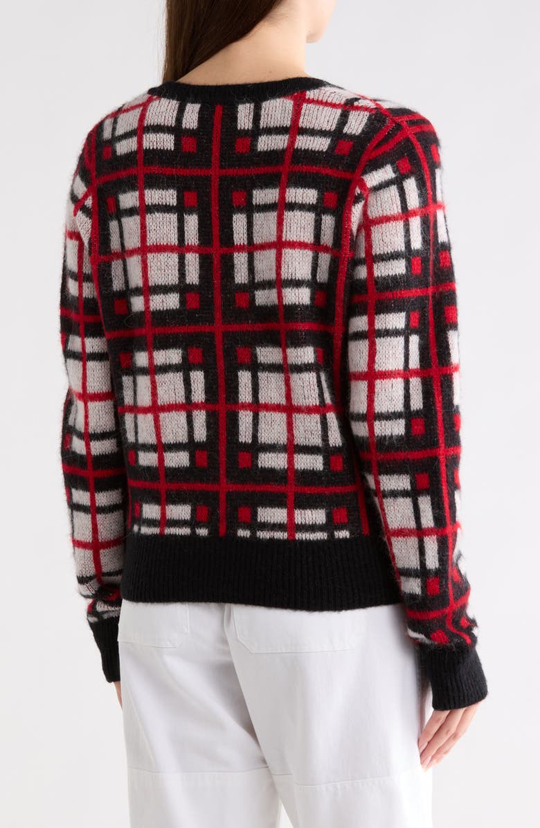 Re/Done Tartan V-Neck Sweater, Alternate, color, Black/ Red/ Whte