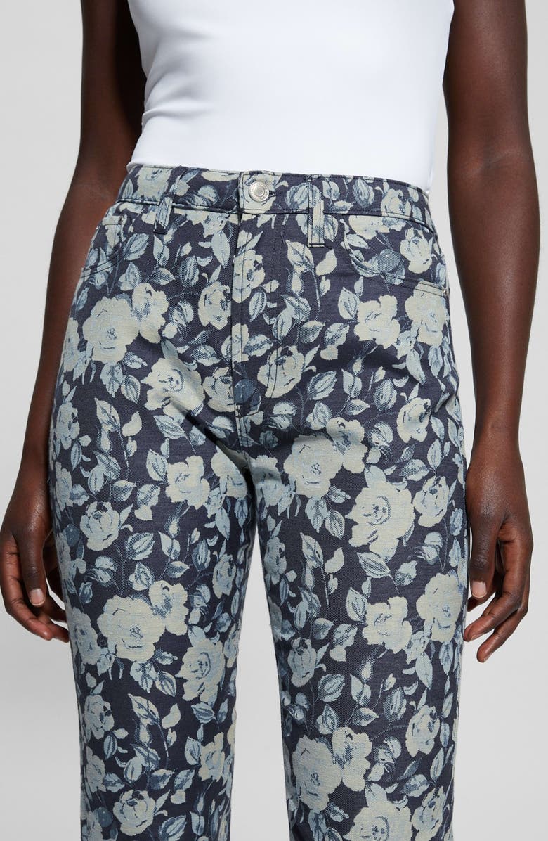 GUESS Floral Jacquard Nonstretch Ankle Straight Leg Jeans, Alternate, color, 