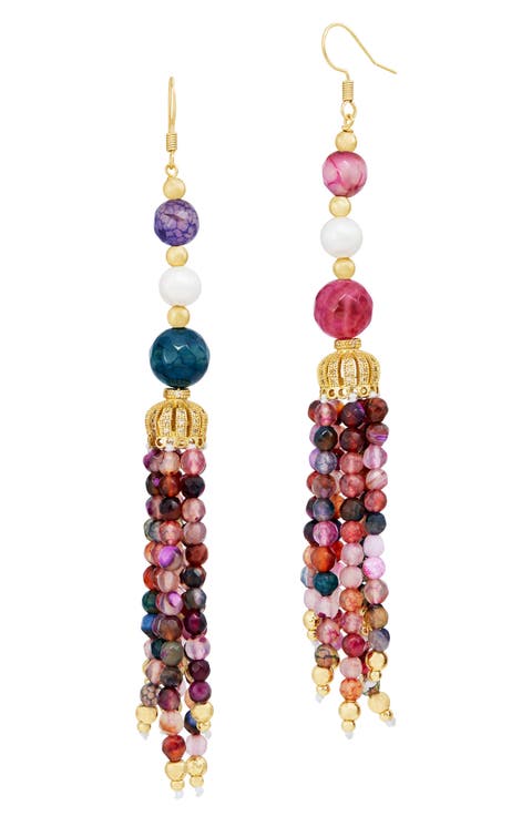 Gemstone Tassel Drop Earrings