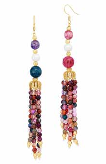 Gemstone Tassel Drop Earrings