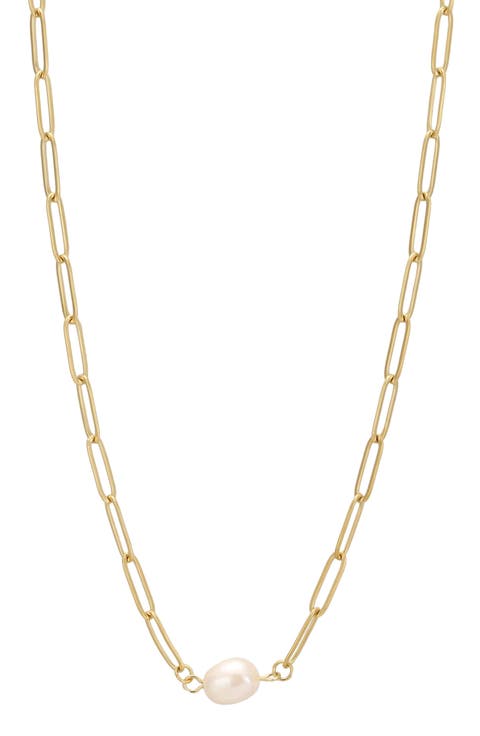 Pearl Paper-Clip Chain Necklace