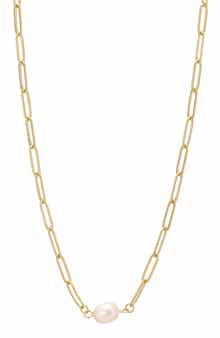 Pearl Paper-Clip Chain Necklace