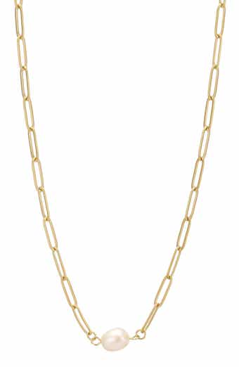 Pearl Paper-Clip Chain Necklace