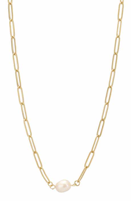 Pearl Paper-Clip Chain Necklace