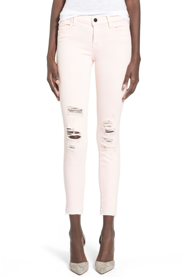 'Little Pink Jean' Low Rise Crop Skinny Jeans, Main, color, PINK RIBBON