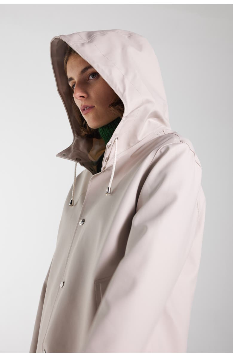 Stutterheim Stockholm Long Sleeve Hooded Raincoat, Alternate, color, Light Sand
