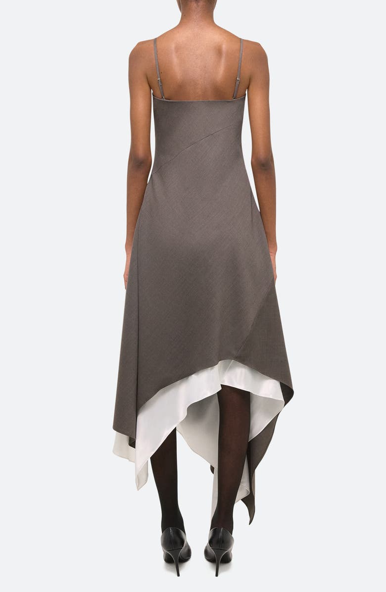 Helmut Lang Asymmetric Scarf Hem Virgin Wool Dress, Alternate, color, Light Brown Melange - 21G