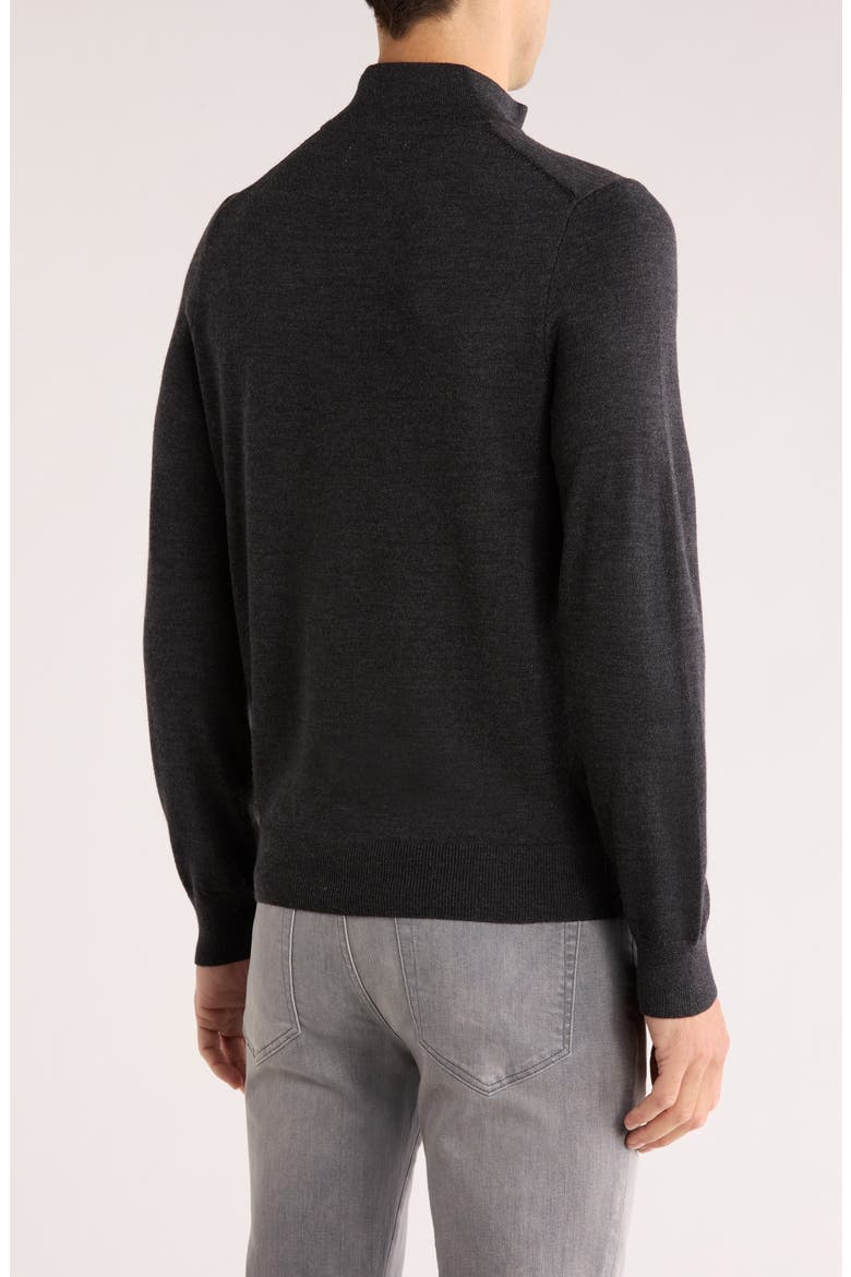 Washable Merino Wool Quarter Zip Sweater, Alternate, color, BLACK COAL HEATHER