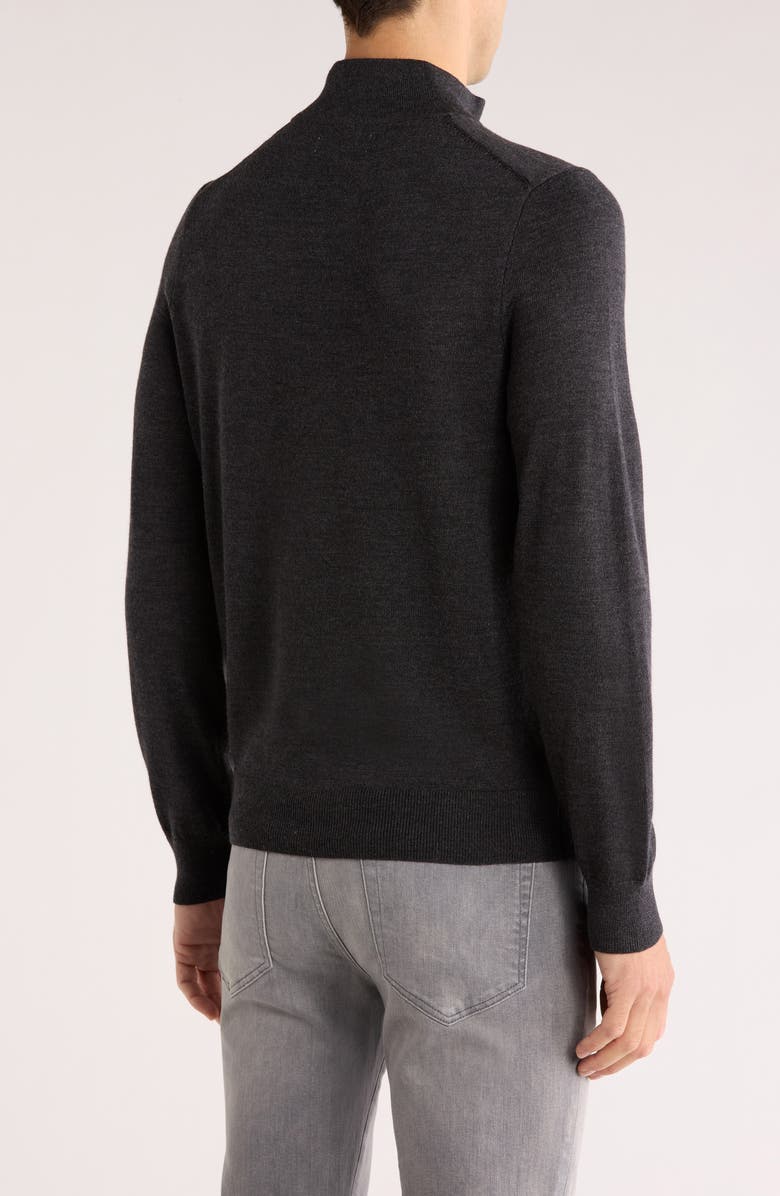 Nordstrom Washable Merino Wool Quarter Zip Sweater, Alternate, color, Black Coal Heather