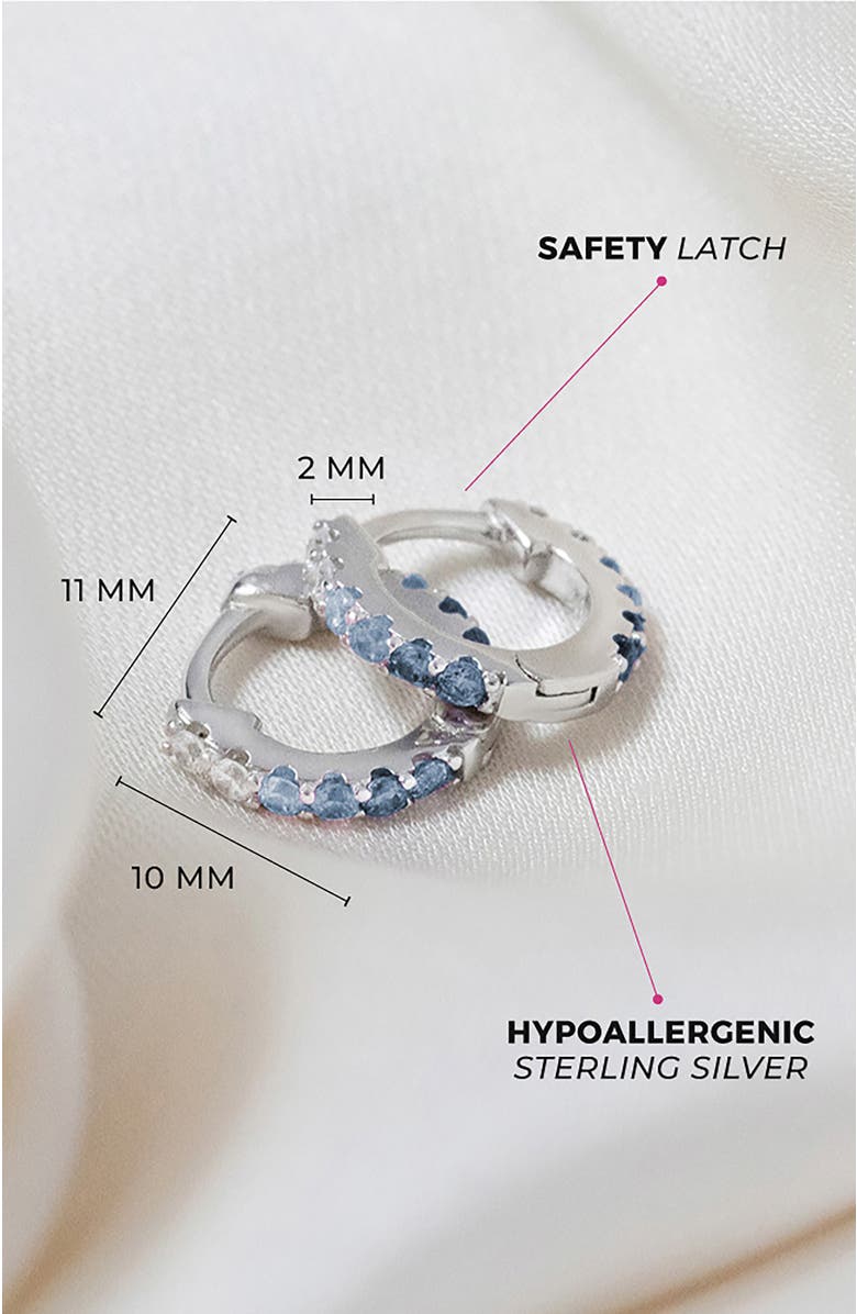 In Season Jewelry Double Sided Prong Cubic Zirconia Hoop Earrings, Alternate, color, Blue