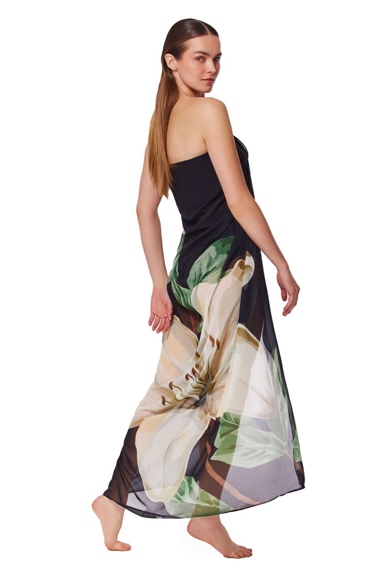 Gottex Yuri Flower Pareo, Alternate, color, Black-Cream