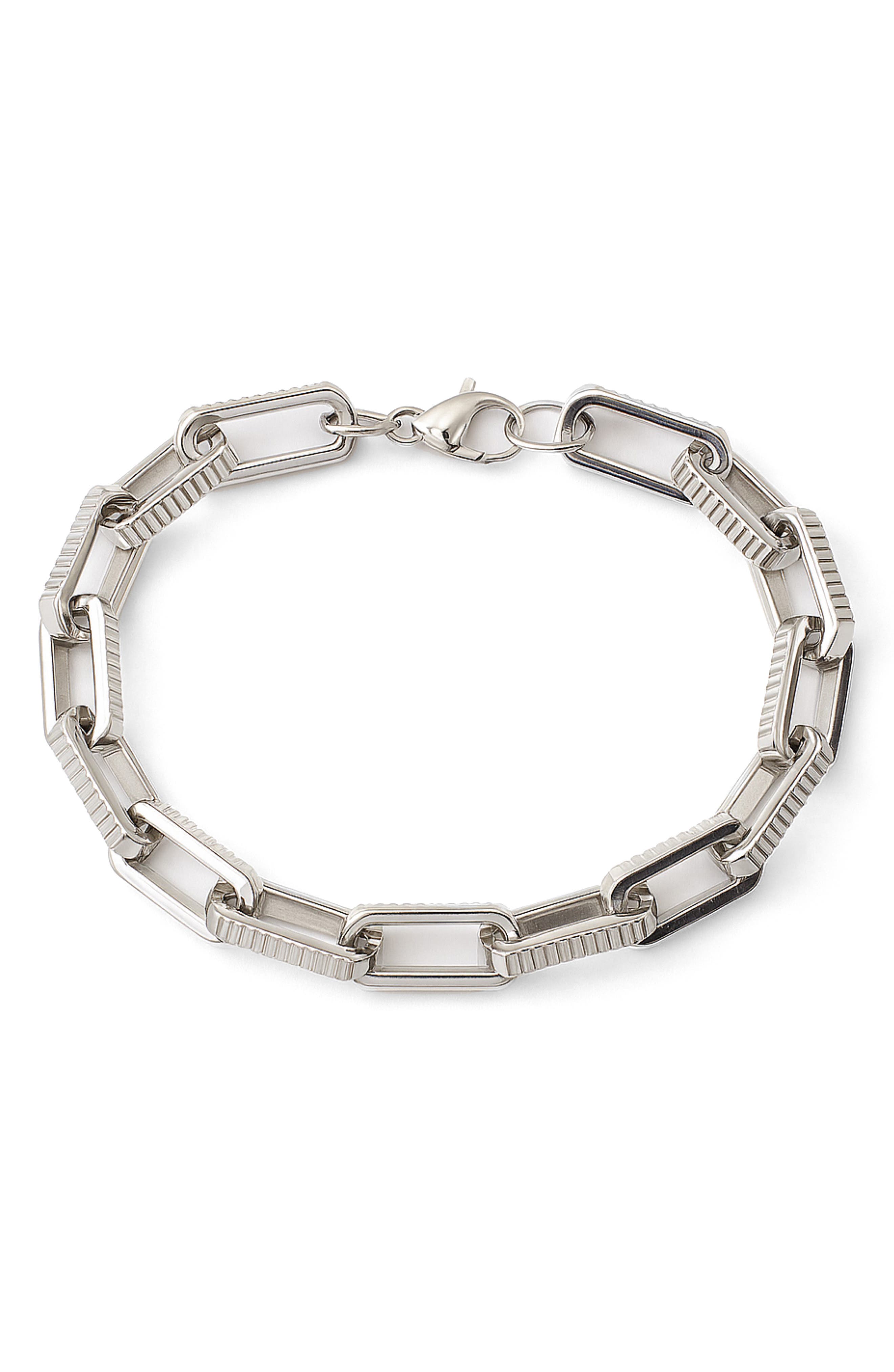 Men's Stainless Steel Oval Chain Bracelet
