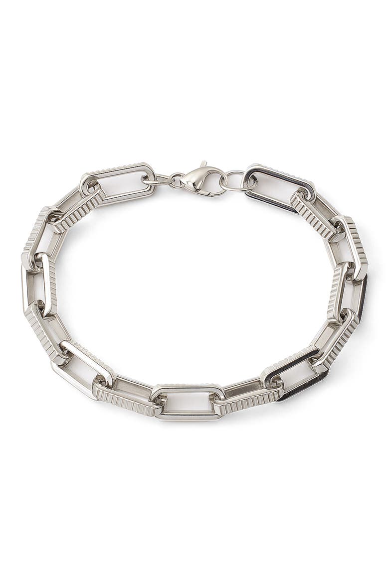 Men's Stainless Steel Oval Chain Bracelet, Main, color, SILVER