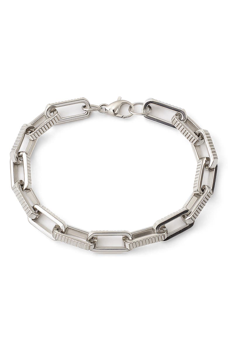 AMERICAN EXCHANGE Men's Stainless Steel Oval Chain Bracelet, Main, color, Silver