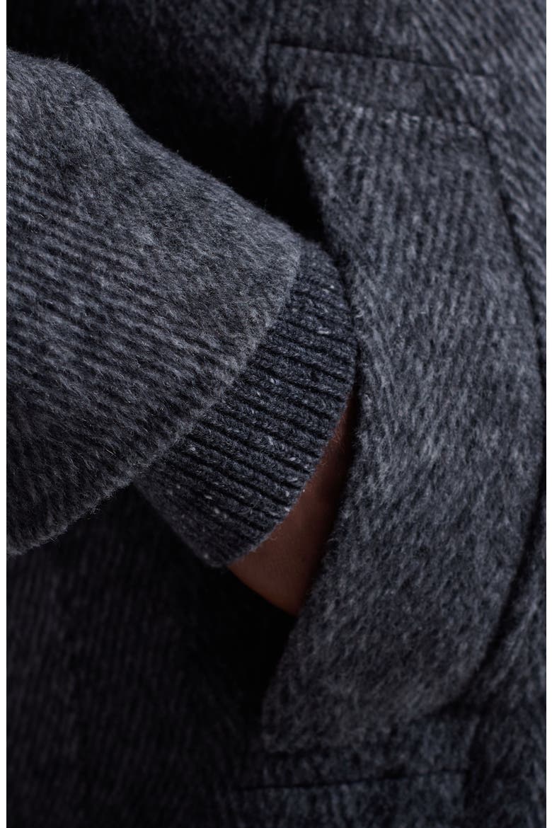 Herringbone Wool Blend Car Coat, Alternate, color, BLACK/ GREY