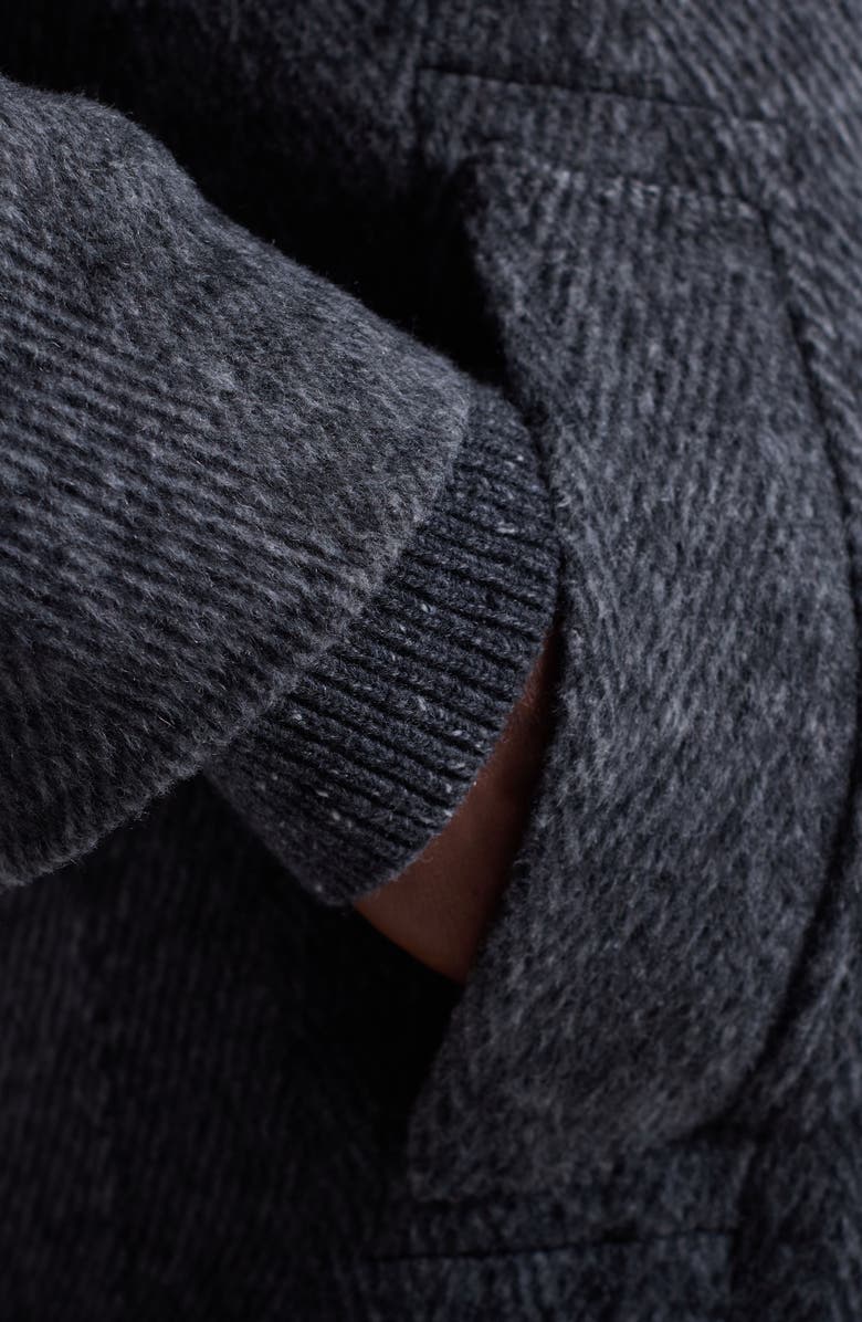 Bugatchi Herringbone Wool Blend Car Coat, Alternate, color, Black/ Grey