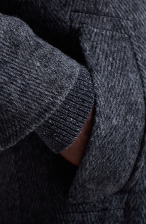 Bugatchi Herringbone Wool Blend Car Coat In Gray