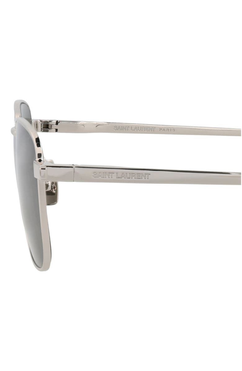 Saint Laurent 52mm Novelty Square Sunglasses, Alternate, color, Silver Silver Grey
