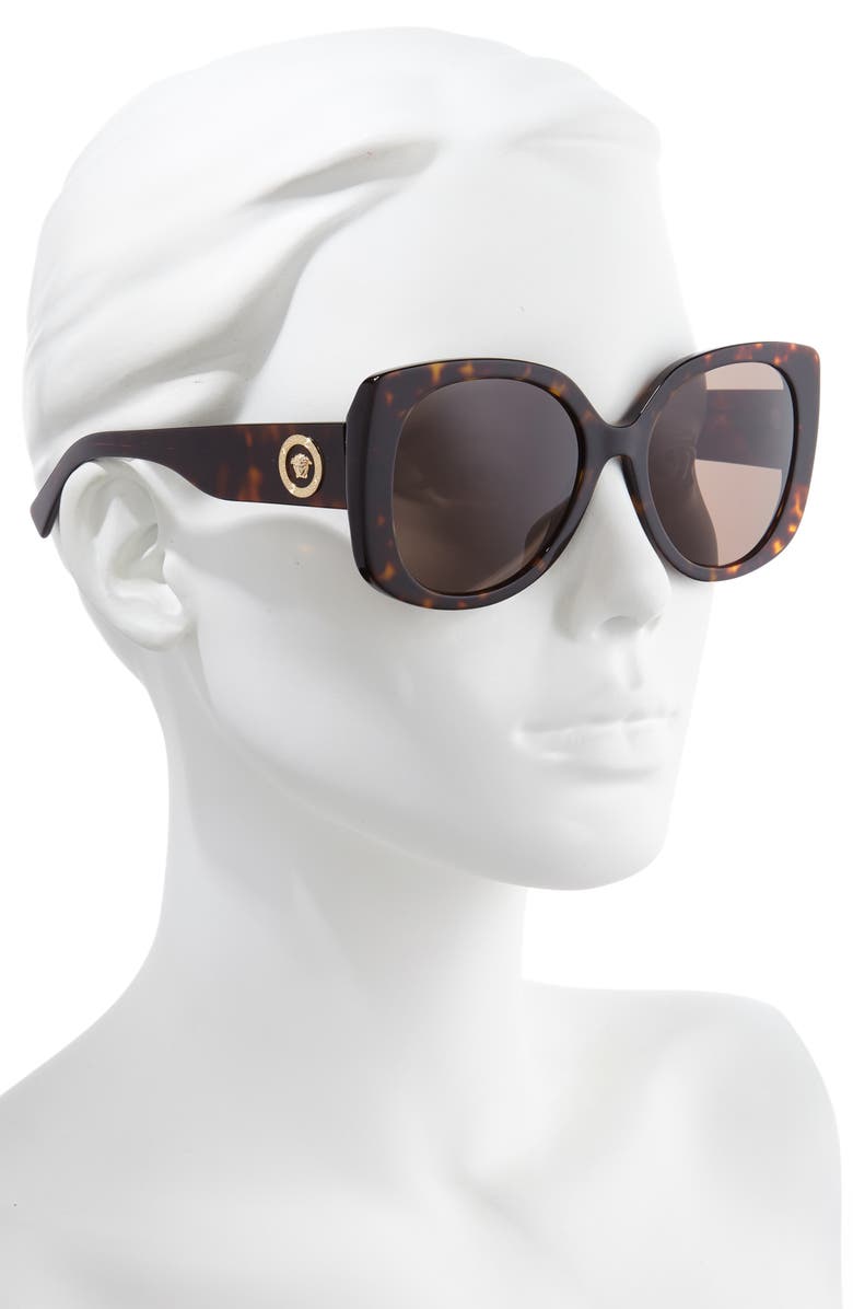 Versace 56mm Butterfly Sunglasses, Alternate, color, Dark Havana / Dark Brown